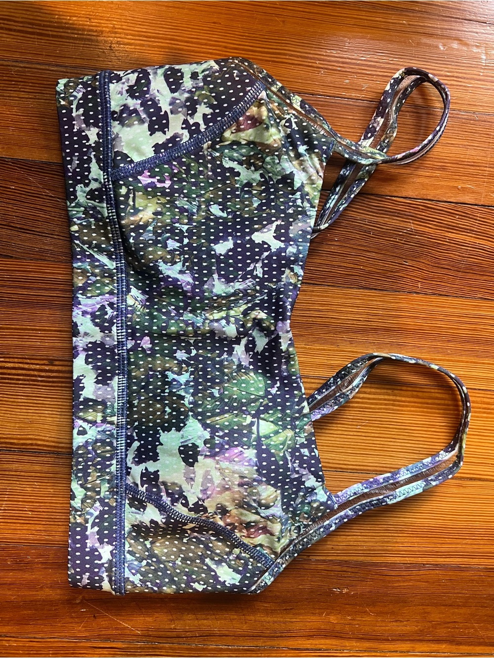 lululemon athletica Green Black Purple Patterned Sports Bra